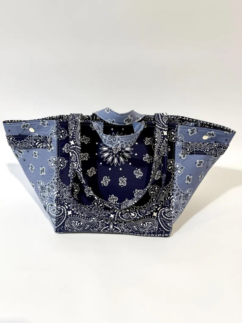 Bandana Tote Bag Large - Oversized Fabric Carryall for Work, Travel, School, Shoppong or Diaper B... | Etsy (Global)