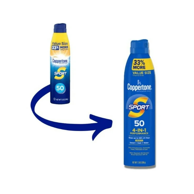 Coppertone Sport SPF 50 4-In-1 Performance Sunscreen Spray, 7.3 Oz. - Pack of 3 - Walmart.com | Walmart (US)