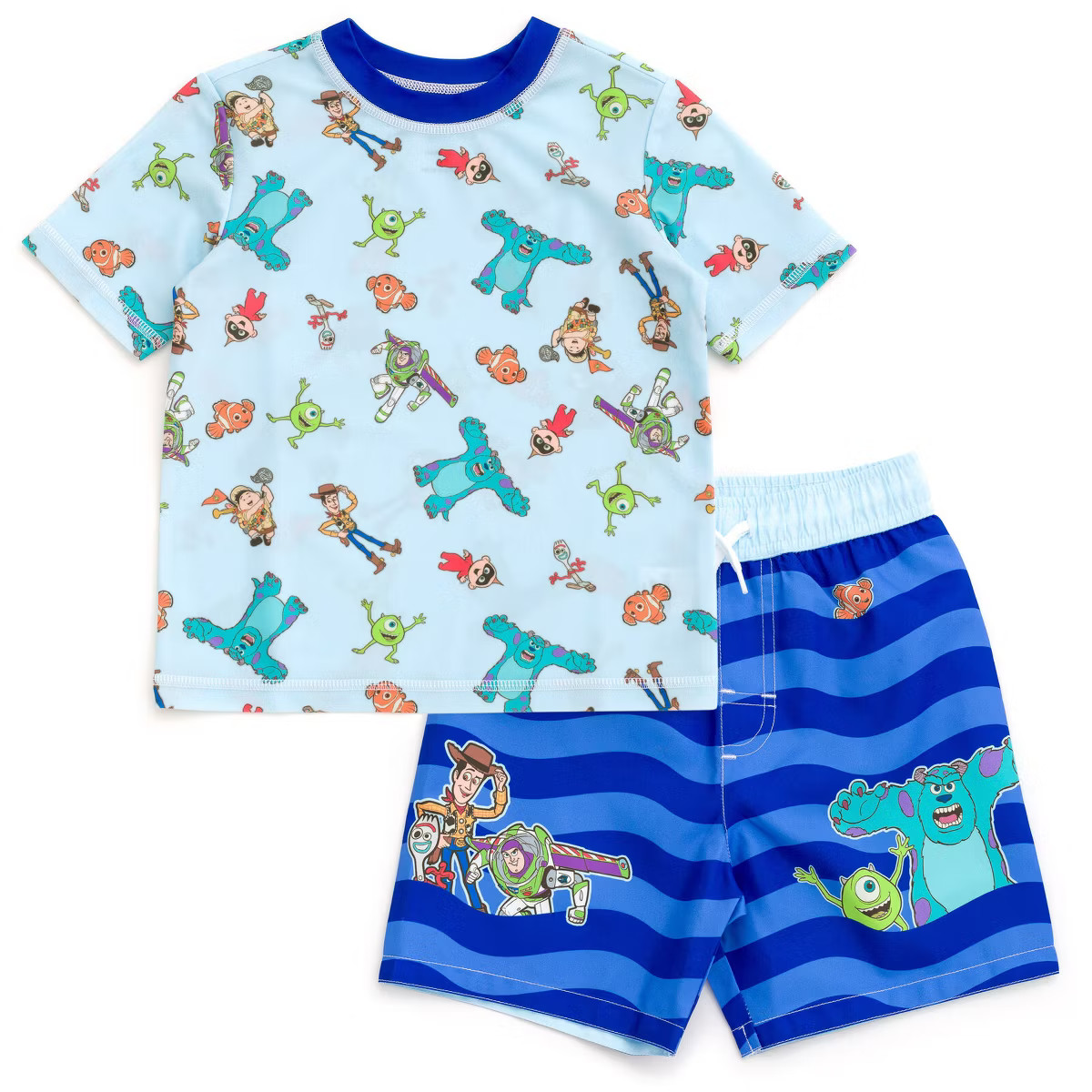 Disney Pixar D100 UPF 50+ Rash Guard and Swim Trunks Outfit Set Toddler | Target