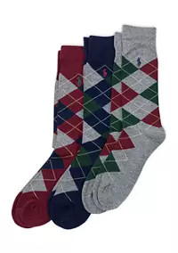Polo Ralph Lauren Argyle Cotton Crew Socks - 3 Pack | Belk