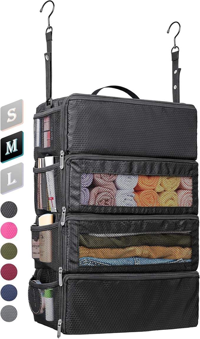 Suitcase Organizer, Travel Luggage Organizer Hanging Shelves Packing Cube Organizer Closet/Collap... | Amazon (US)