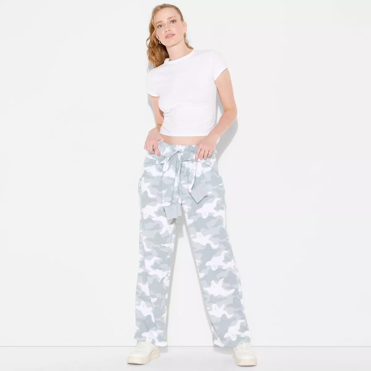 Women's Camo Ghost Straight Leg Graphic Lounge Pants - Gray | Target