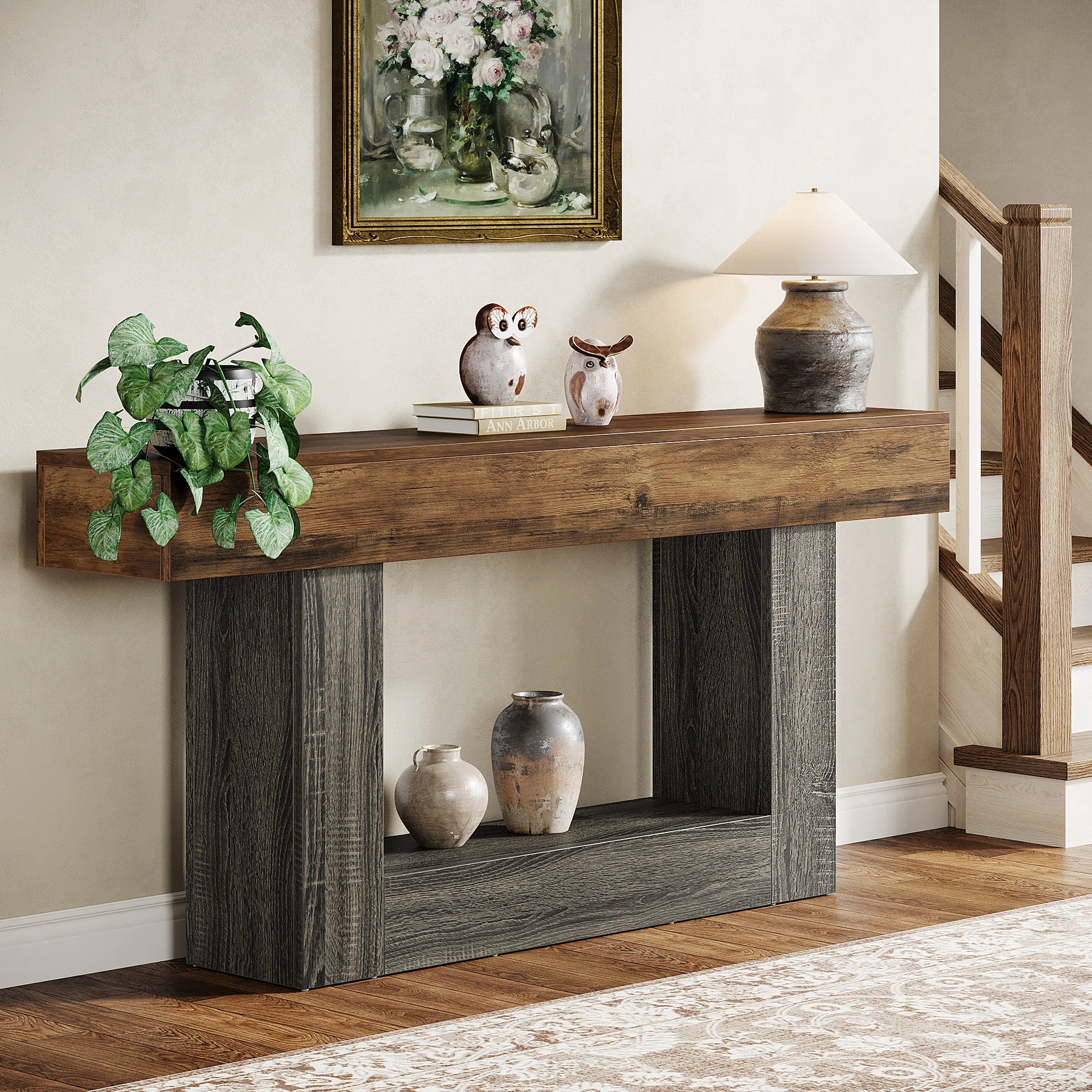 63" Console Table, Farmhouse Entryway Table, Narrow Wood Sofa Table for Living Room, Foyer | Wayfair North America