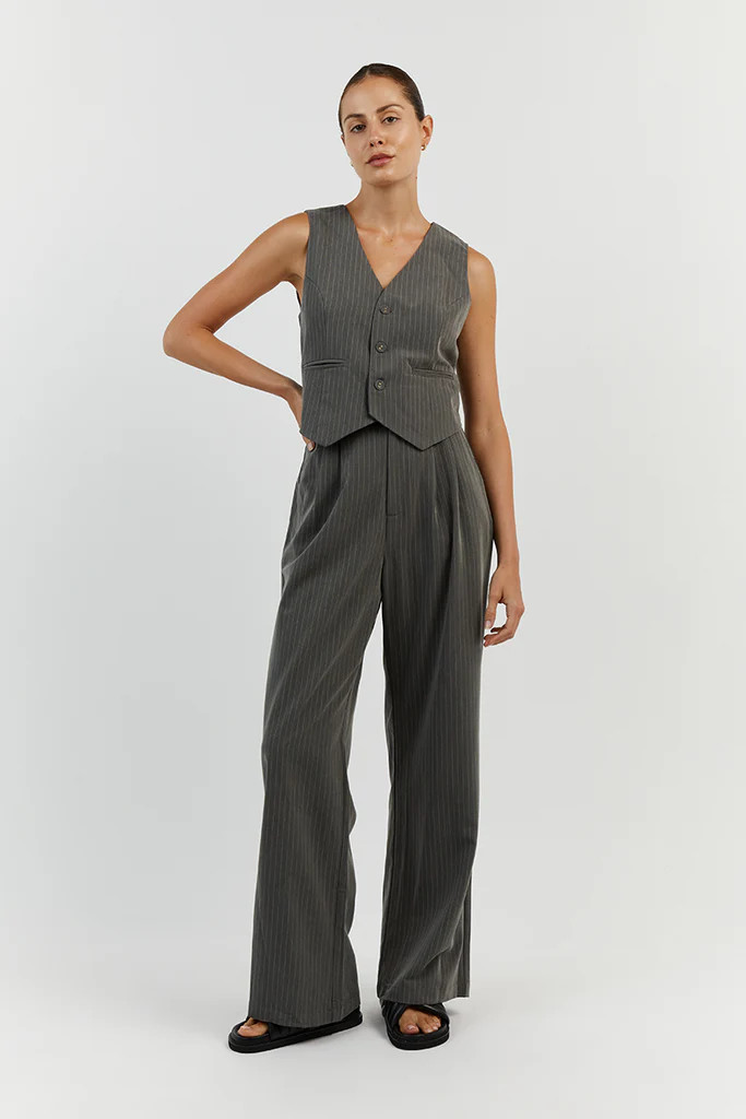 DIEGO GREY PINSTRIPE VEST | DISSH
