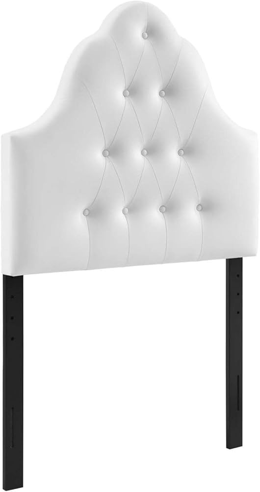 Modway Sovereign Tufted Button Faux Leather Upholstered Twin Headboard in White | Amazon (US)