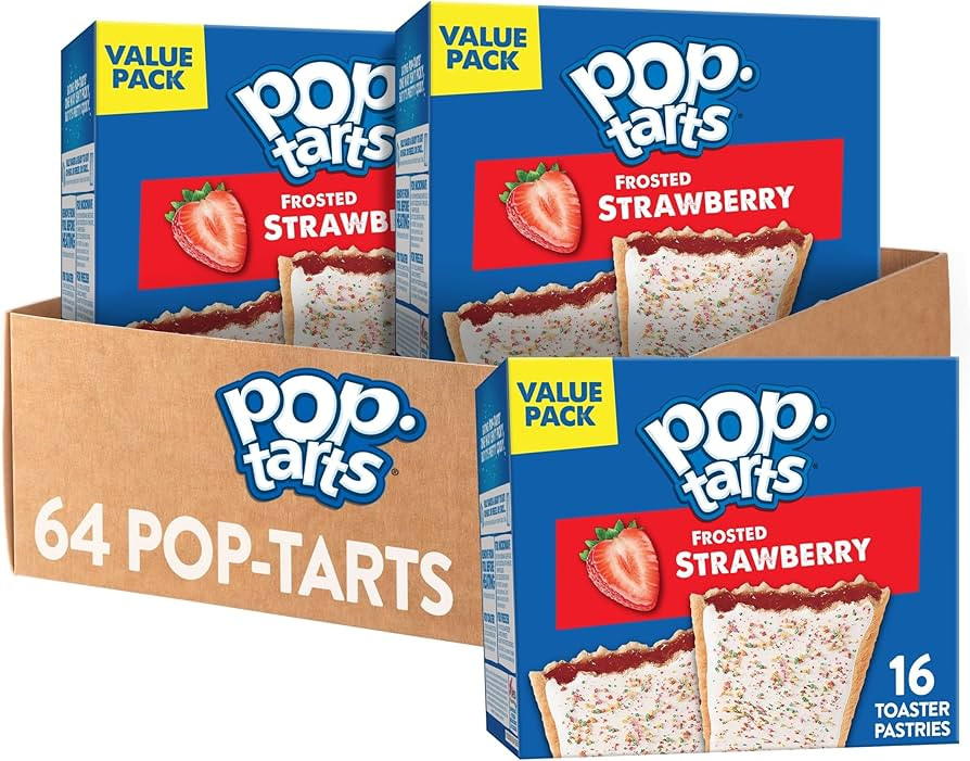 Pop-Tarts Toaster Pastries, Breakfast Foods, Kids Snacks, Value Pack, Frosted Strawberry (64 Pop-... | Amazon (US)
