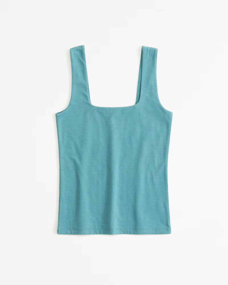 Cotton-Blend Seamless Fabric Squareneck Tank | Abercrombie & Fitch (US)