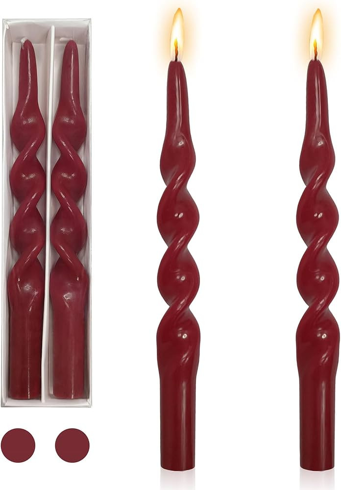 Taper Candle Red Twist Candlesticks,Gedengni 10 Inch Spiral Candles Long Candle Sticks Handmade T... | Amazon (US)