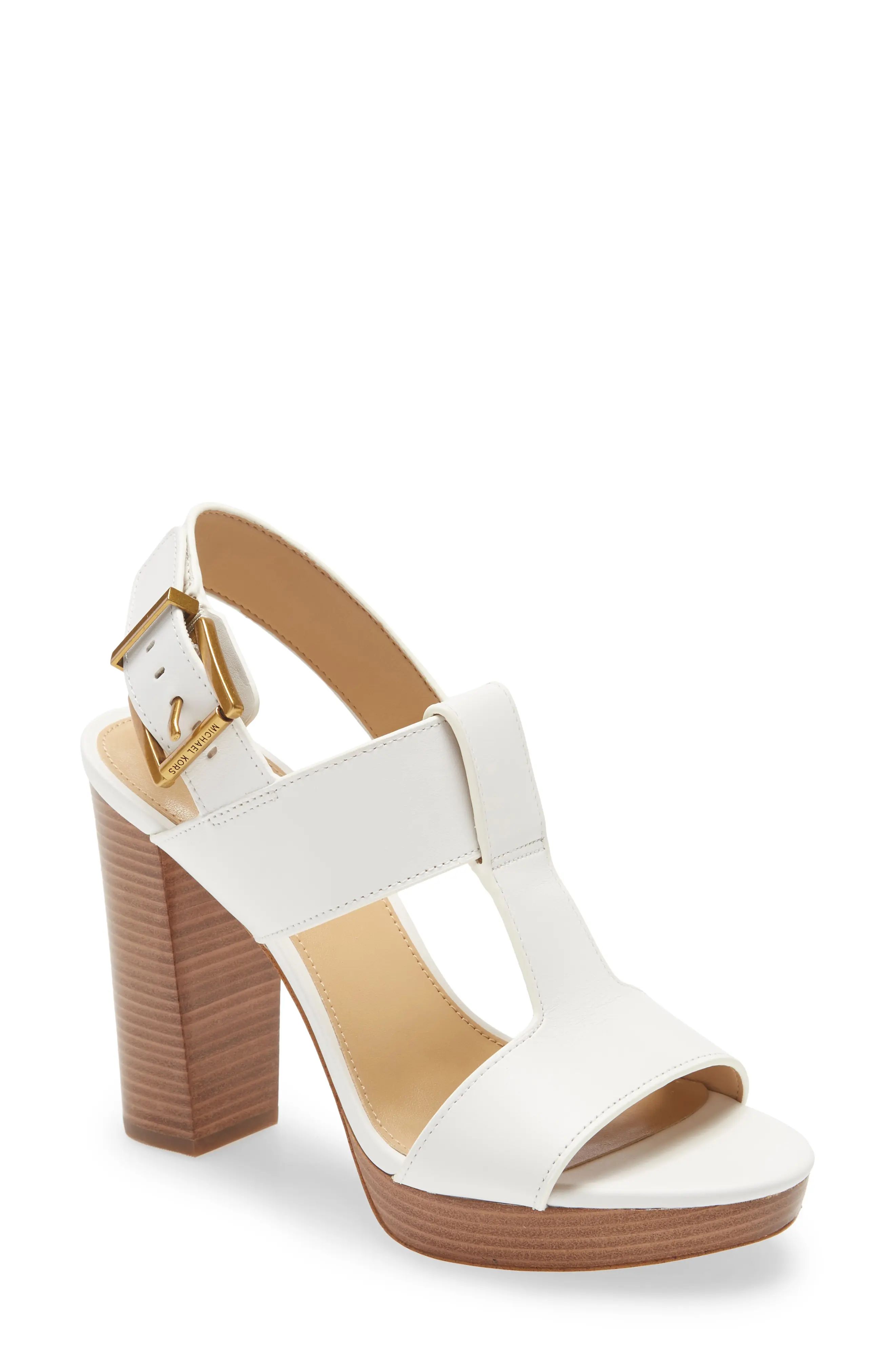 Women's Michael Michael Kors Becker Block Heel Sandal, Size 7 M - White | Nordstrom