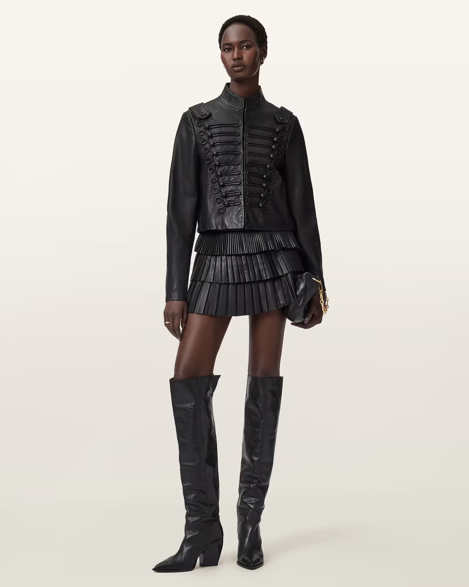 Rummy Cropped Leather Jacket Black | ALLSAINTS US | AllSaints US