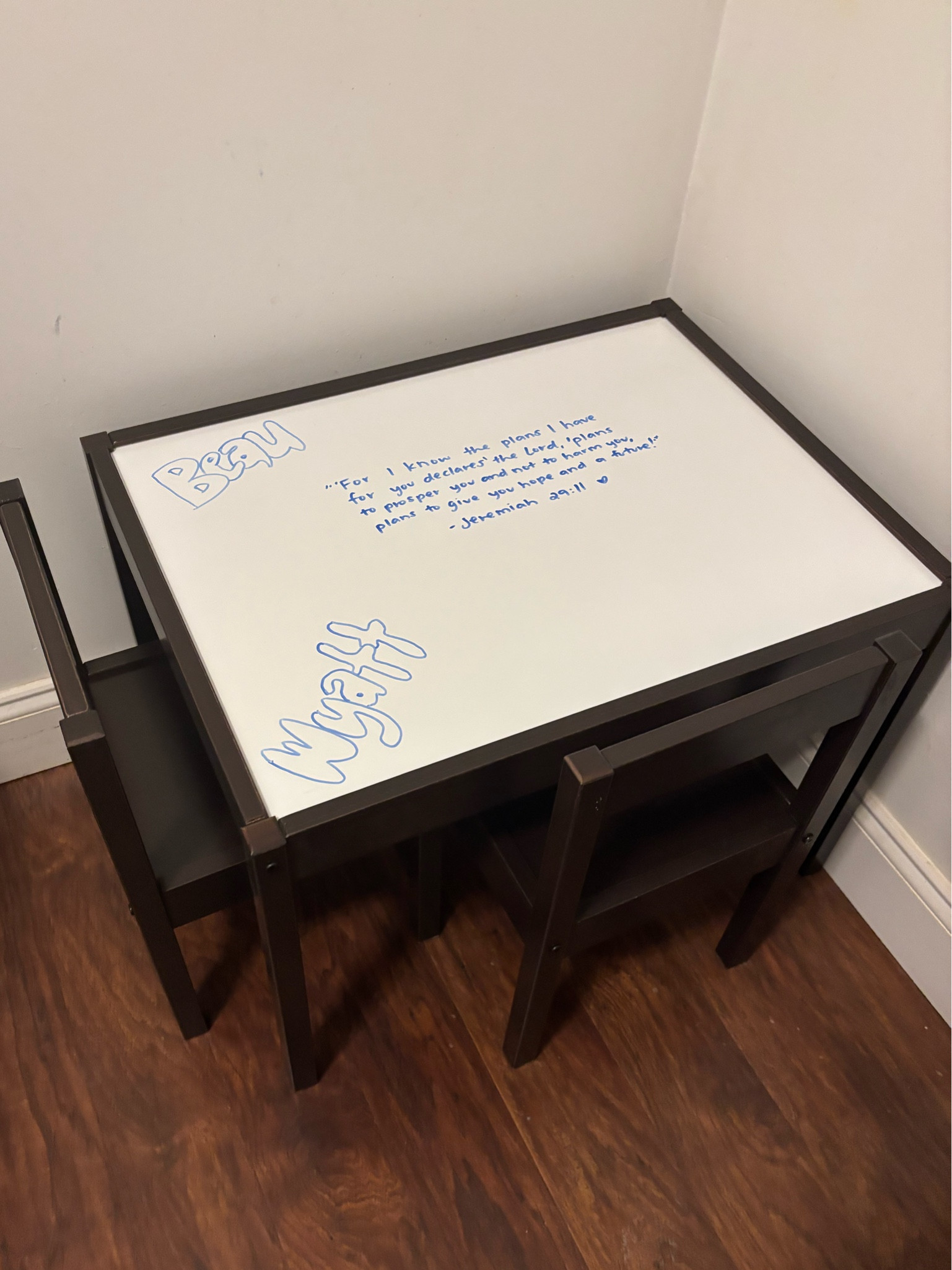 Got the boys the cutest little craft table from Walmart! The top is a white board so it has so many fun uses! Will be a super handy homeschool table in the next year or two! Next up is decorating/painting this corner!

#LTKKids #LTKFamily #LTKHome