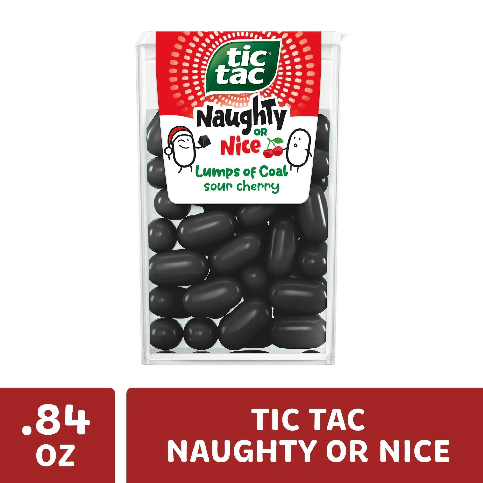 Tic Tac Naughty or Nice Lumps Of Coal Sour Cherry Mints, Hard Mints, Stocking Stuffer, 0.84 oz | Walmart (US)