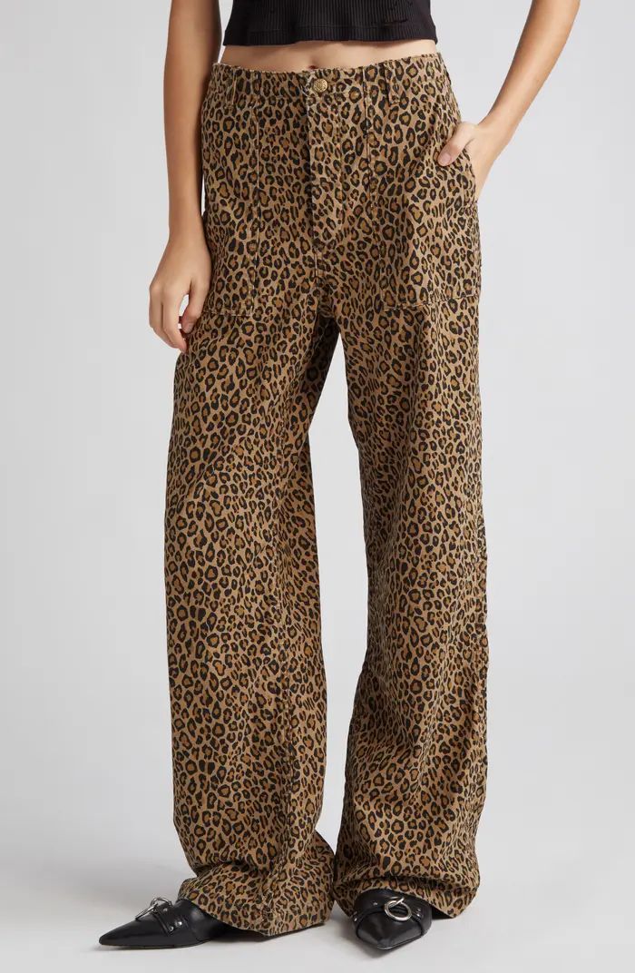 Leopard Print Wide Leg Utility Pants | Nordstrom