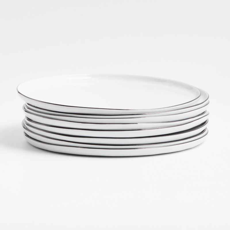 Mercer Black Rim Round Ceramic Dinner Plates, Set of 8 + Reviews | Crate & Barrel | Crate & Barrel