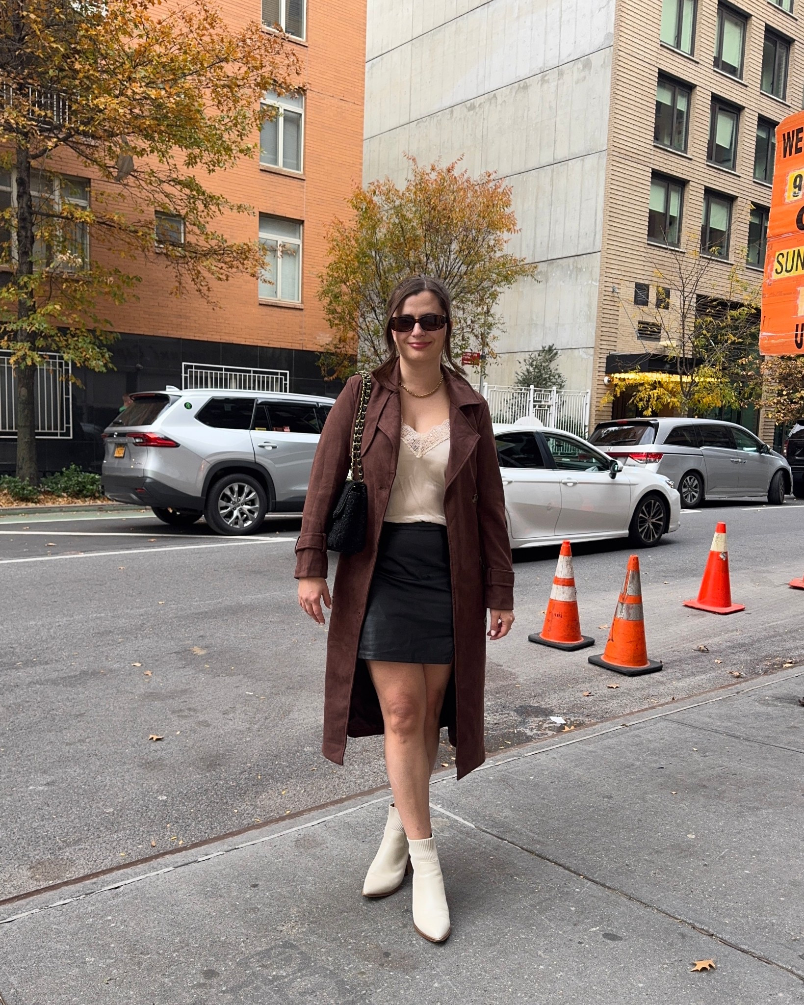 I’m obsessed with this chocolate brown trench coat in a faux suede material that I found on Amazon! Today’s fall weather was the perfect day to wear it out for events in the city. I paired it with shite boots and some brown tortoise shell sunglasses.

#LTKStyleTip #LTKFindsUnder100 #LTKShoeCrush