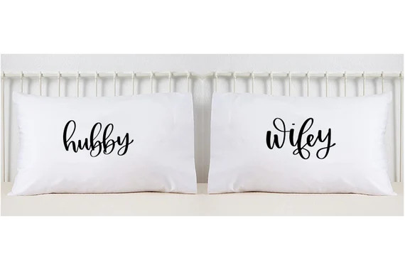 Hubby Wifey Pillowcases, Hubs Wifey, Bridal Shower Gift, Wedding Gift, Housewarming Gift, Couple ... | Etsy (US)