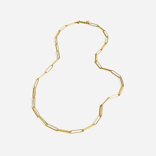 Demi-fine 14k gold-plated long paper clip necklace | J.Crew US