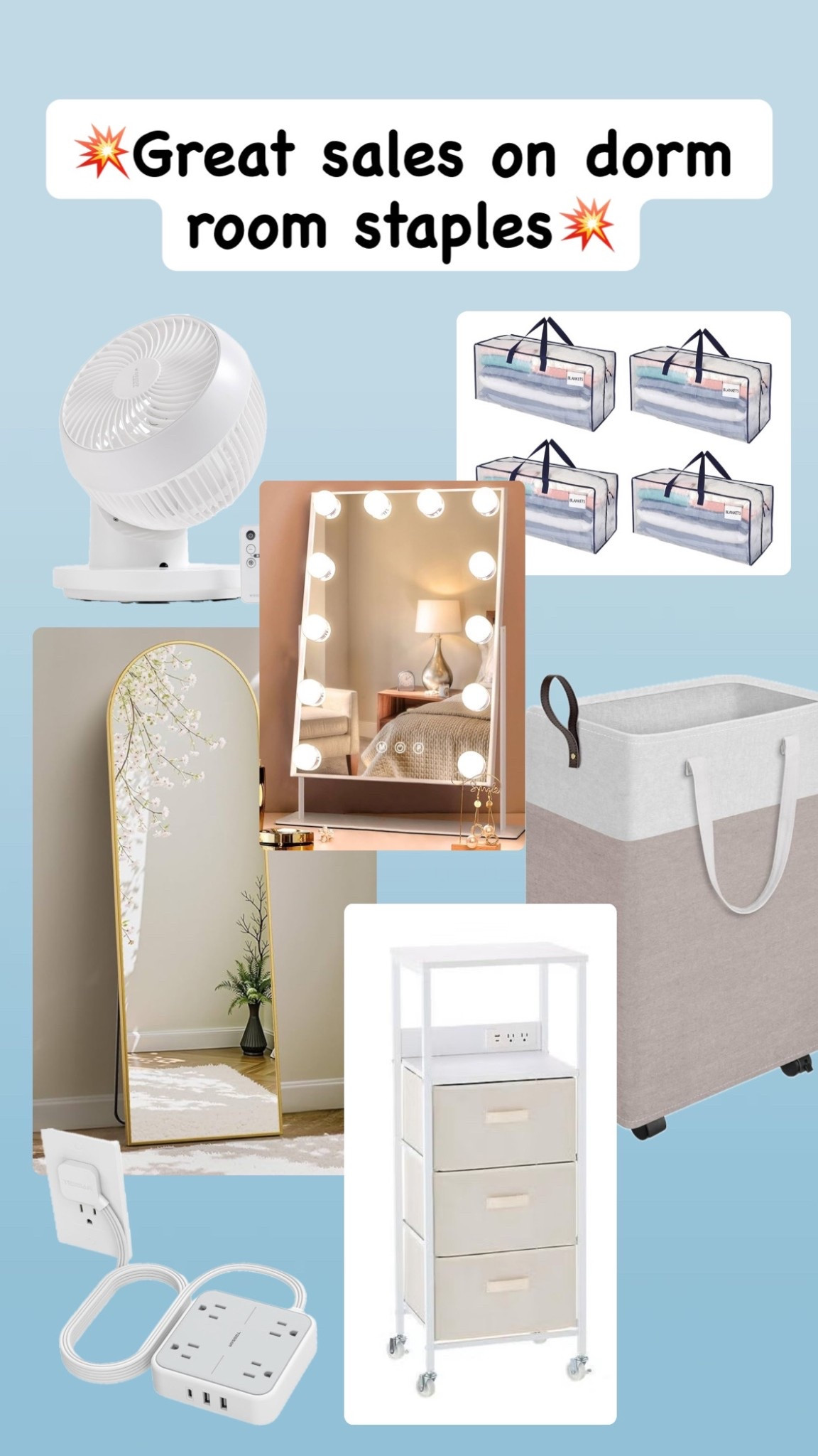 DORM ROOM STAPLES… found some essential items on sale. This bedside table is perfect for lofted beds, and it has 4 power outlets. 

#LTKFamily #LTKSaleAlert #LTKHome