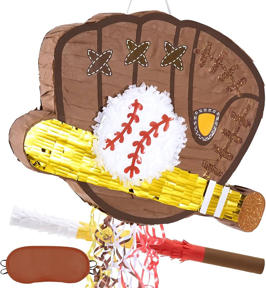 WERNNSAI Baseball Piñata - Baseball Piñata Bundle with Blindfold and Bat Sports Birthday Party ... | Amazon (US)