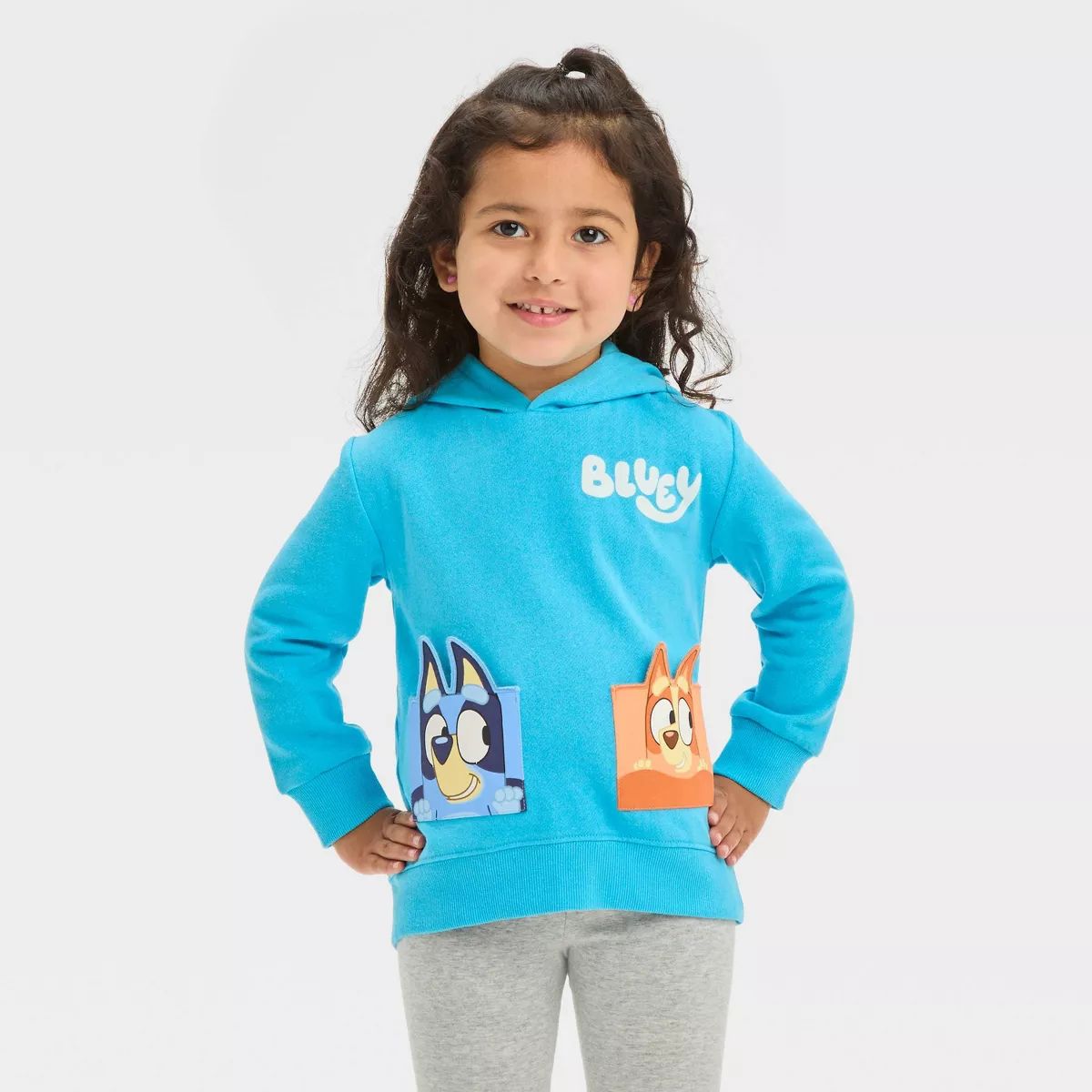 Toddler Bluey and Bingo Hooded Pocket Sweatshirt - Blue | Target