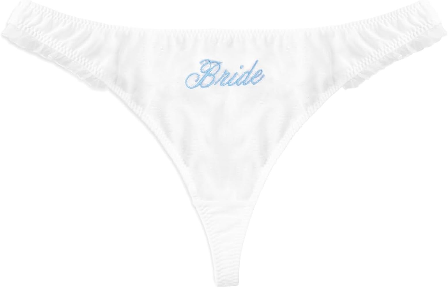xo, Fetti White Ruffle Bride Thong, S/M/L | Embroidered Underwear, Bridesmaid Gift, Bridal Shower... | Amazon (US)