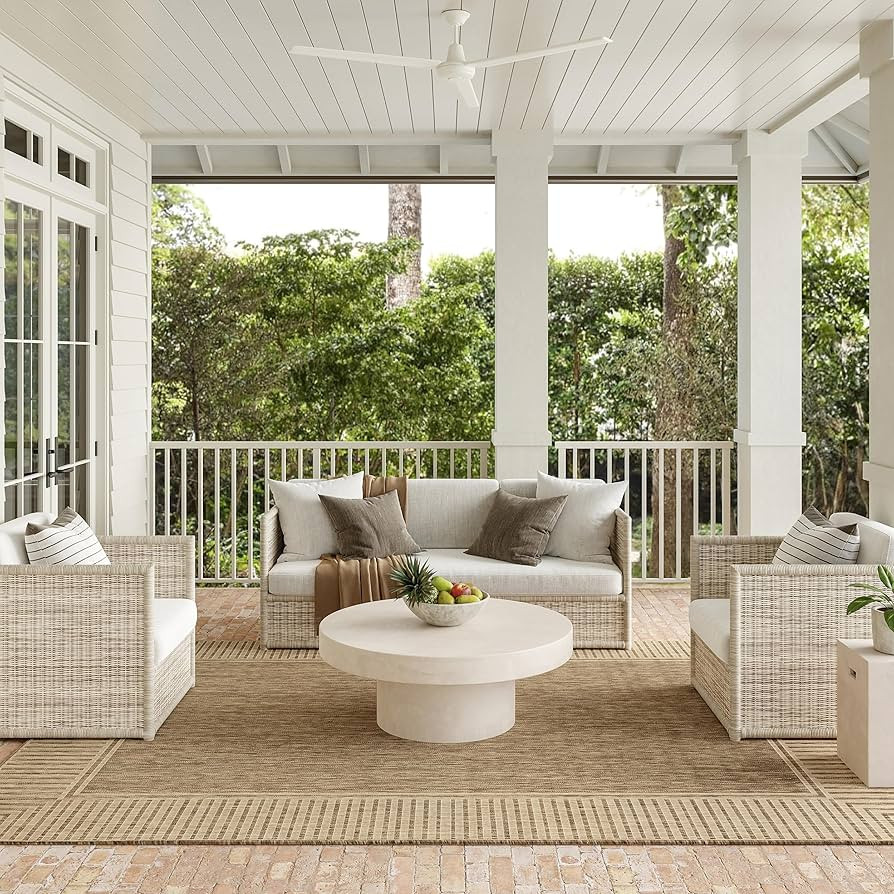 Nuloom Asha Light Brown/Ivory, 8' x 10', Casual, Striped Border, Soft and Cozy, High Traffic, Sta... | Amazon (US)