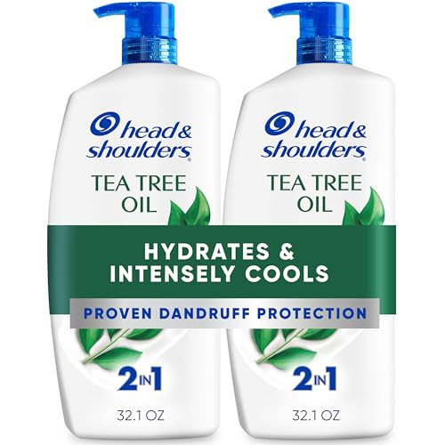 Head & Shoulders Anti-Dandruff Shampoo and Conditioner with 1% Pyrithione Zinc, Tea Tree Oil 2-in-1 Twin Pack, Tea Tree Shampoo with Cooling, Refreshed Scalp, 32.1 fl oz Each | Amazon (US)