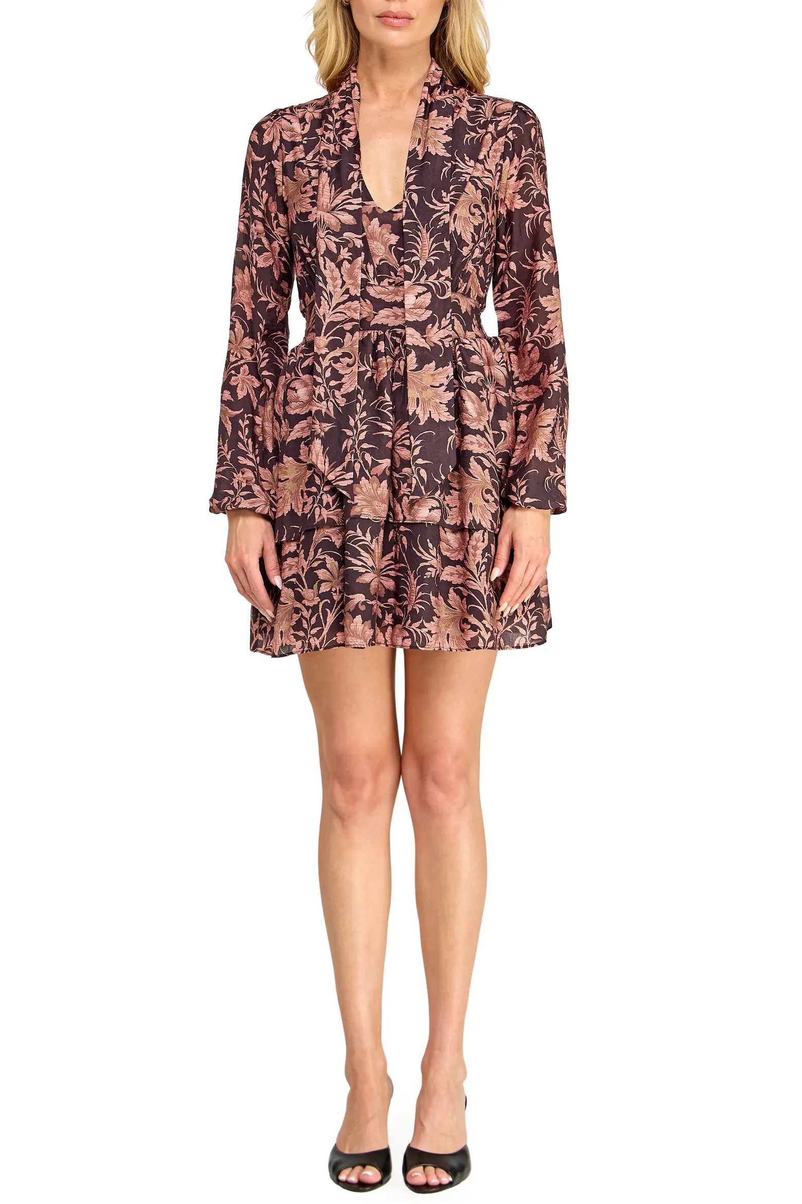 Floral Print Tiered Long Sleeve Minidress (Women) | Nordstrom | Nordstrom