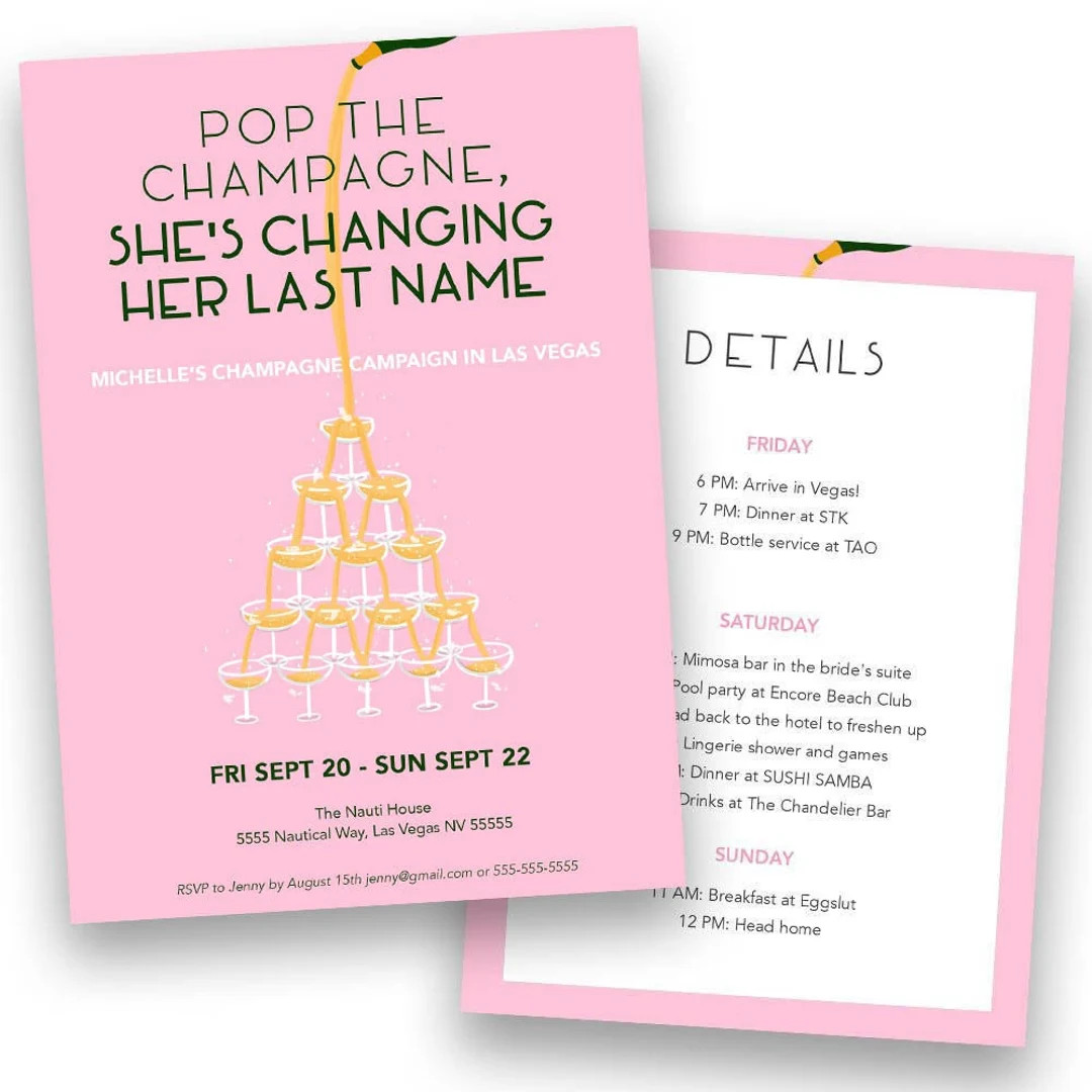 Champagne Campaign Bachelorette Party Invitation Template Editable Instant Download Printable Bri... | Etsy (US)