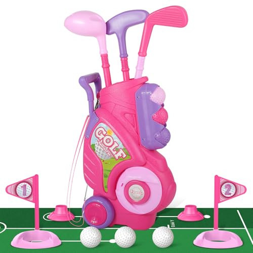 Liberry Toddler Golf Set for 2 3 4 Years Old Girls Boys, Upgraded Kids Golf Clubs Set with Golf Cart, Putting Mat, Outdoor Indoor Sports Toy Birthday Gift, Pink | Amazon (US)