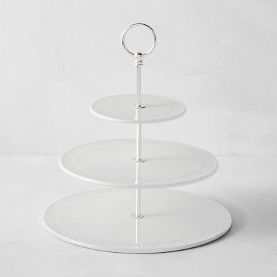 Pillivuyt Plisse Porcelain 3-Tiered Stand | Williams-Sonoma