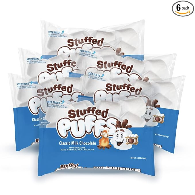 Stuffed Puffs - Classic Milk Chocolate 6 Pack, Chocolate Filled Marshmallows Made with Real Choco... | Amazon (US)