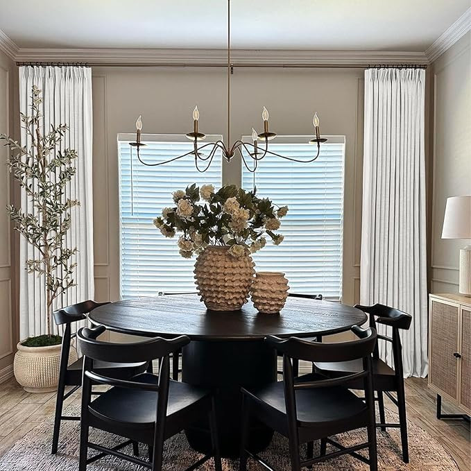 TWOPAGES 52 W x 96 L inch Pinch Pleat Darkening Drape Faux Linen Curtain with Blackout Lining Dra... | Amazon (US)