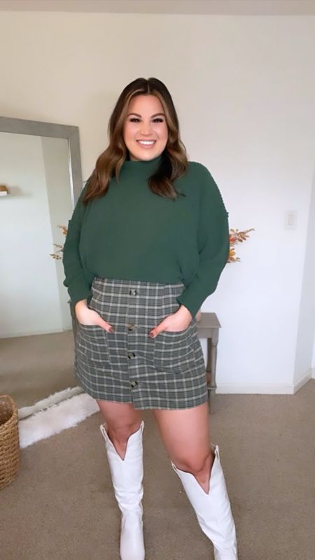 Sweater - size M *from last year, linked this years style 
Dress - size large tall 
Boots - size 10 wide calf 

#widecalfboots #widecalf #westernboots #plaiddress 

#LTKHoliday #LTKSeasonal #LTKGiftGuide