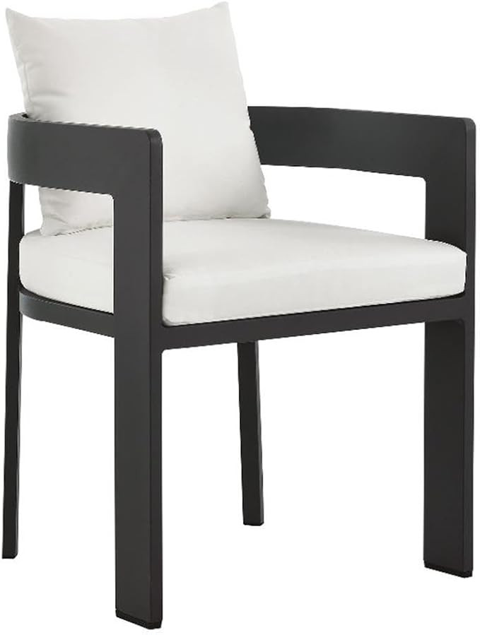 Modway Tahoe Outdoor Patio Powder-Coated Aluminum Fabric Dining Chair in Gray White - Patio Metal... | Amazon (US)