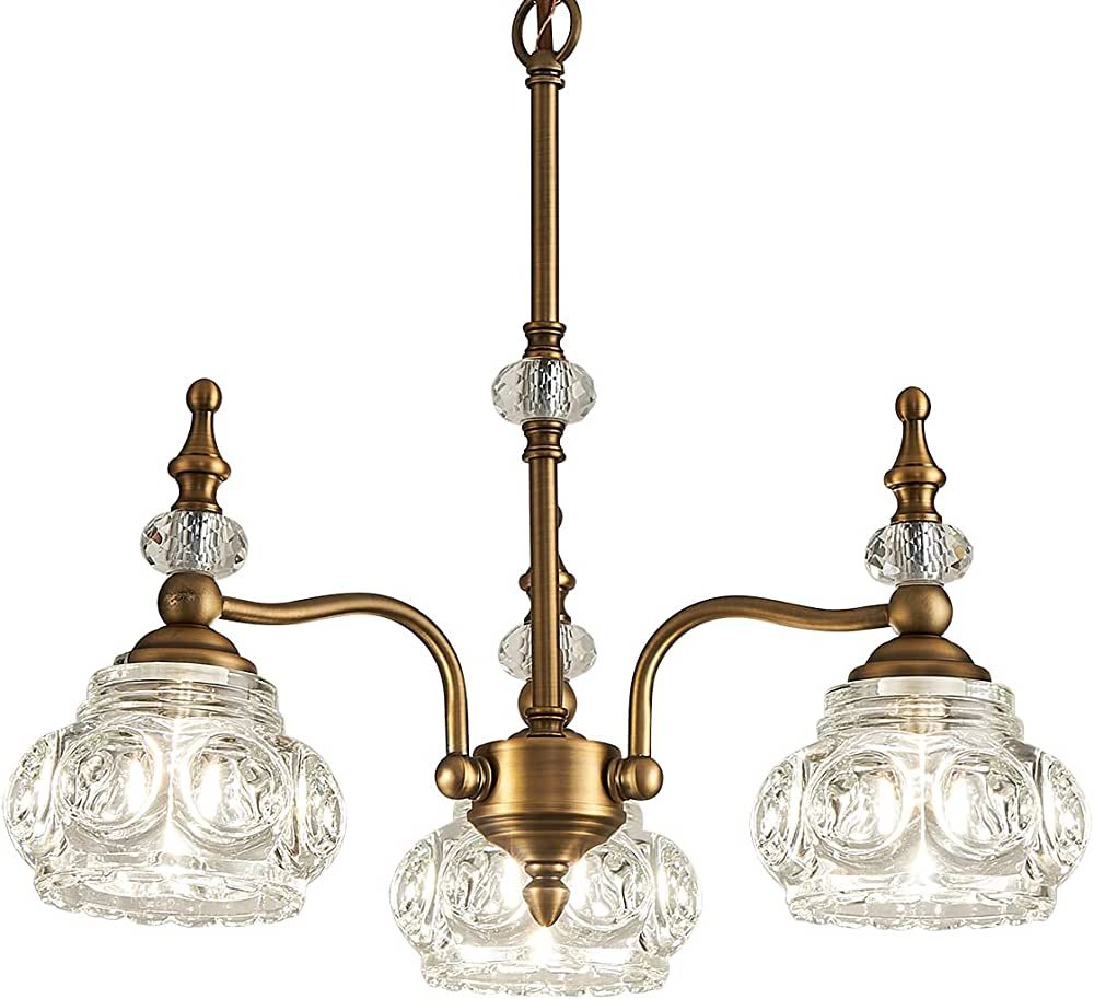 ZILANL Vintage Pendant Light Fixture, 3 Lights Gold Glass Pendant Lighting Matte Brushed Antique ... | Amazon (US)