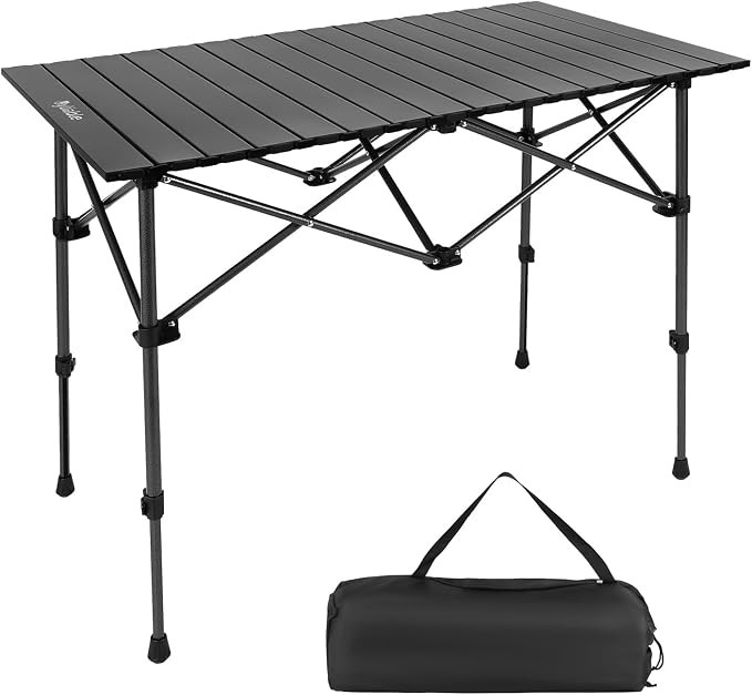 Camping Table Folding Portable Camp Aluminum Fold Up Lightweight Roll Up Table Adjustable Height ... | Amazon (US)