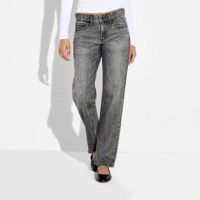 Women's Low-Rise Straight Leg Jeans - Wild Fable™ Gray 00 | Target