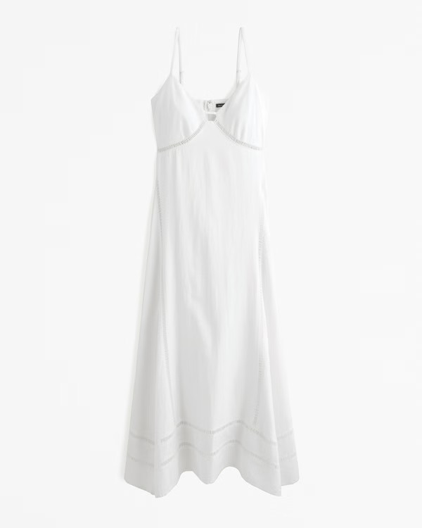 Lace-Pieced Sharkbite Midi Dress | Abercrombie & Fitch (US)
