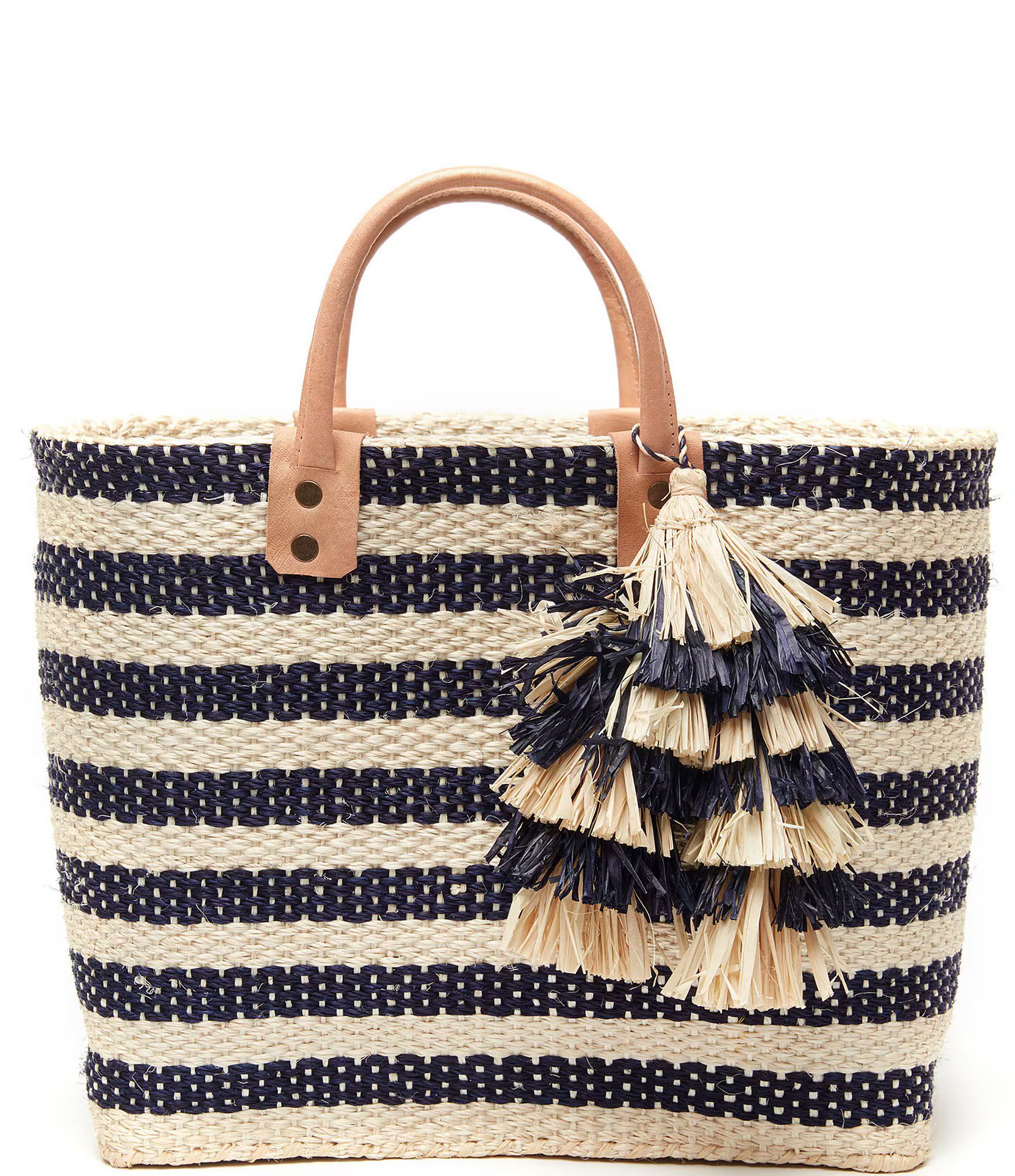 Mar Y Sol Sahara Raffia Tassel Leather Handle Basket Tote Bag | Dillard's | Dillard's