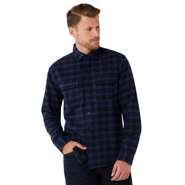 Free Assembly Men's Heavy Flannel Shirt with Two Pockets - Walmart.com | Walmart (US)