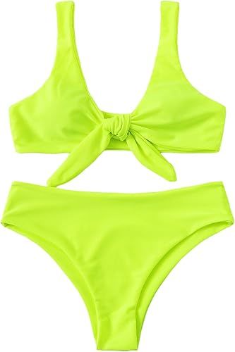 SweatyRocks Women's Sexy Bikini Swimsuit Tie Knot Front Swimwear Set | Amazon (US)