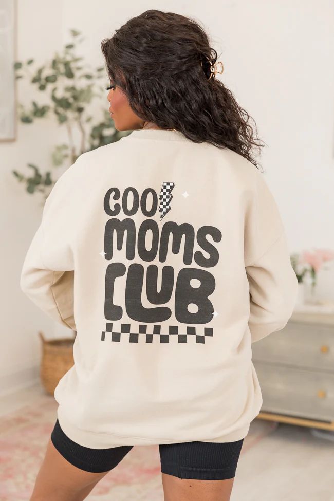 Cool Moms Club Light Tan Oversized Graphic Sweatshirt | Pink Lily