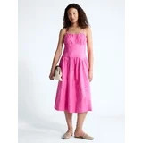 Free Assembly Women's and Women’s Plus Tie Back Cotton Midi Dress with Drop Waist, Sizes XS-4X | Walmart (US)