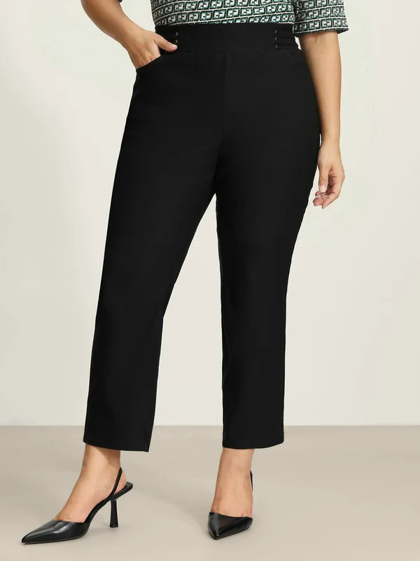 Rivets Wide Waistband Stretchy Pants | Bloomchic