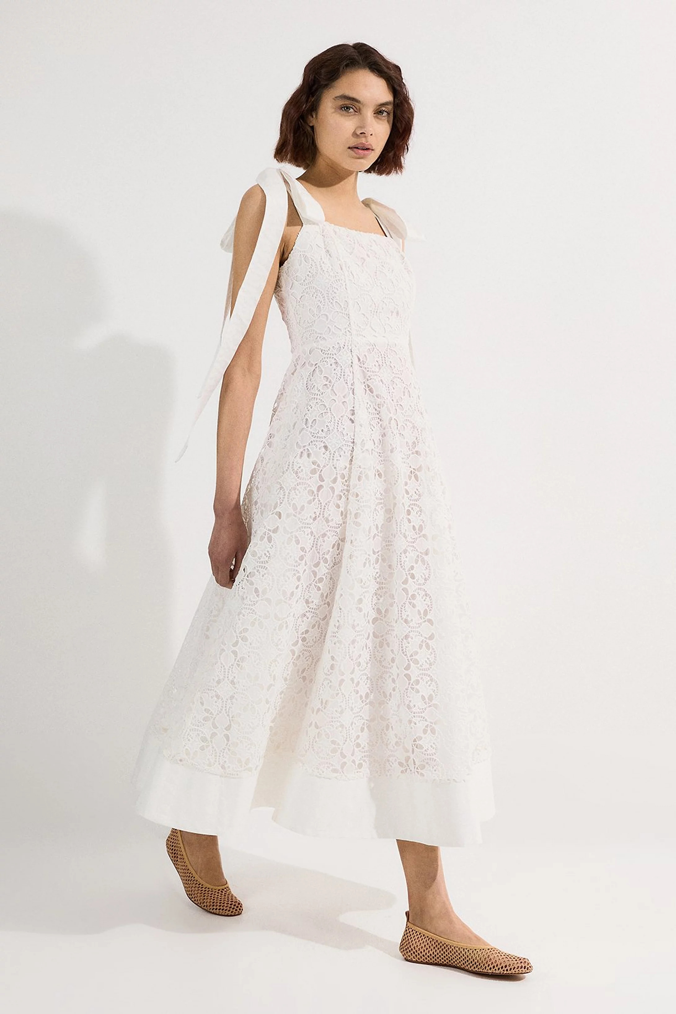 Cutwork Embroidery Woven Midi Prom Dress | Karen Millen UK + IE + DE + NL
