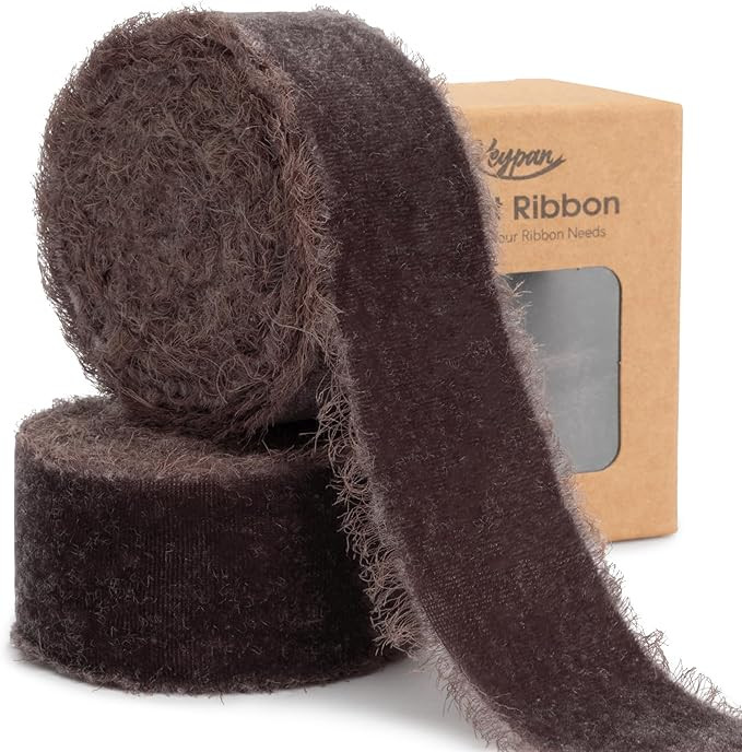Brown Velvet Ribbon 1-1/2 Inch x 6 Yd Handmade Frayed Vintage Ribbons for Christmas Tree Home Dec... | Amazon (US)