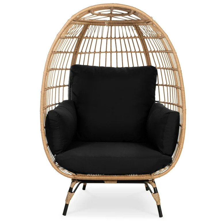 Best Choice Products Wicker Egg Chair Oversized Indoor Outdoor Patio Lounger w/ Steel Frame, 440l... | Walmart (US)