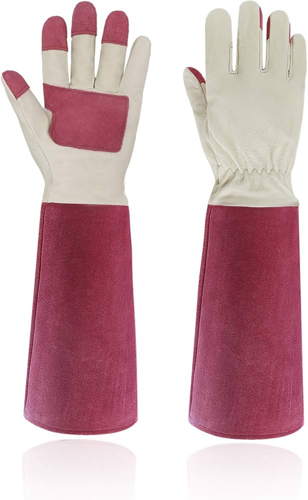 HANDLANDY Rose Pruning Gardening Gloves for Men & Women, Thornproof Long Gauntlet Gloves, Pigskin... | Amazon (US)