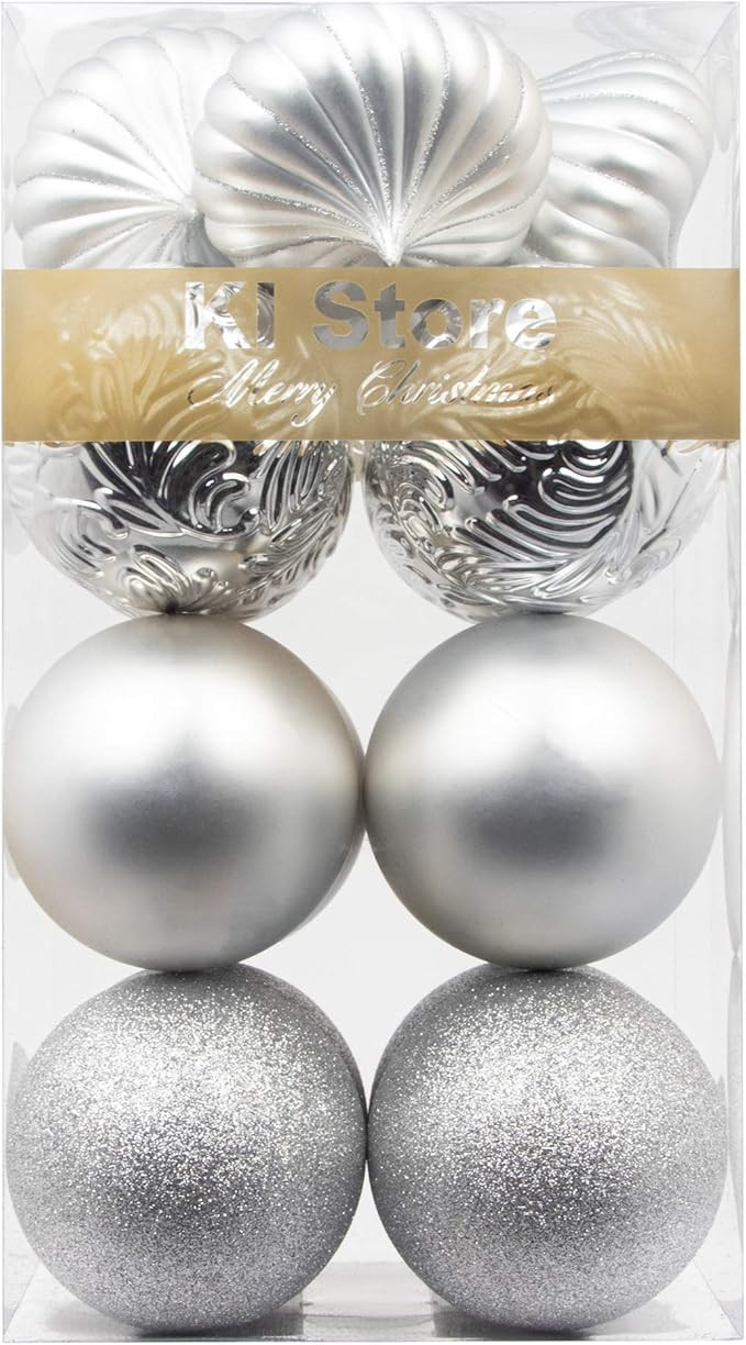 KI Store Large Christmas Balls Silver 4-Inch Shatterproof Christmas Tree Ball Ornaments Decoratio... | Amazon (US)